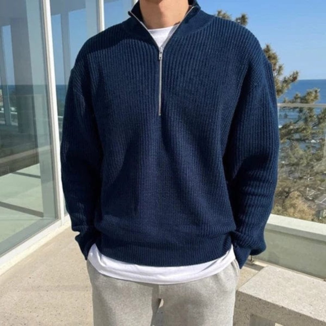 Herren Halbzip Pullover im Klassischen Stil 0