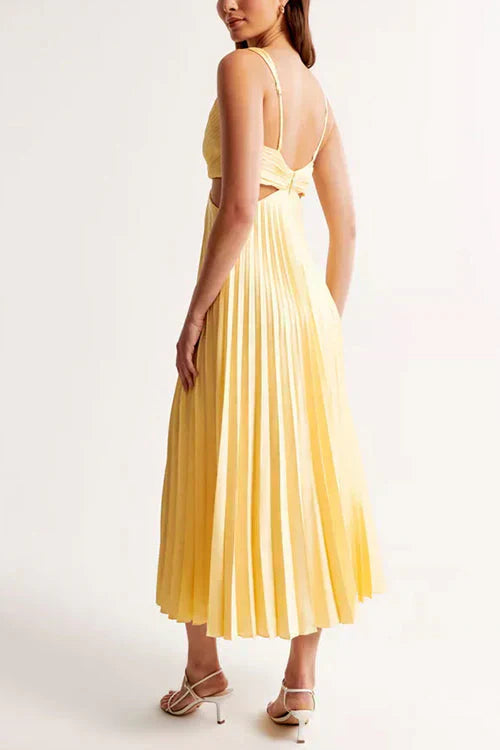 Ärmelloses Damenkleid mit V-Ausschnitt und Taillenausschnitten