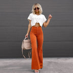 Bequeme Damen Stoffhose aus Geripptem Samt