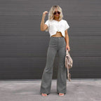Bequeme Damen Stoffhose aus Geripptem Samt