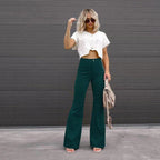 Bequeme Damen Stoffhose aus Geripptem Samt