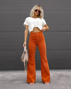 Bequeme Damen Stoffhose aus Geripptem Samt