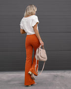 Bequeme Damen Stoffhose aus Geripptem Samt