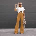 Bequeme Damen Stoffhose aus Geripptem Samt