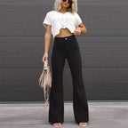 Bequeme Damen Stoffhose aus Geripptem Samt