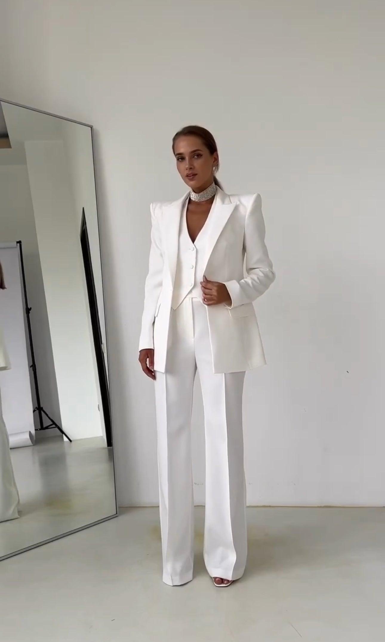 Damen 3-teiliges Anzug Set mit Blazer, Weste und Hose 4