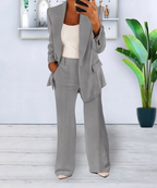 Damen Blazer und Weitbein-Hosen Set für Herbst und Winter 6