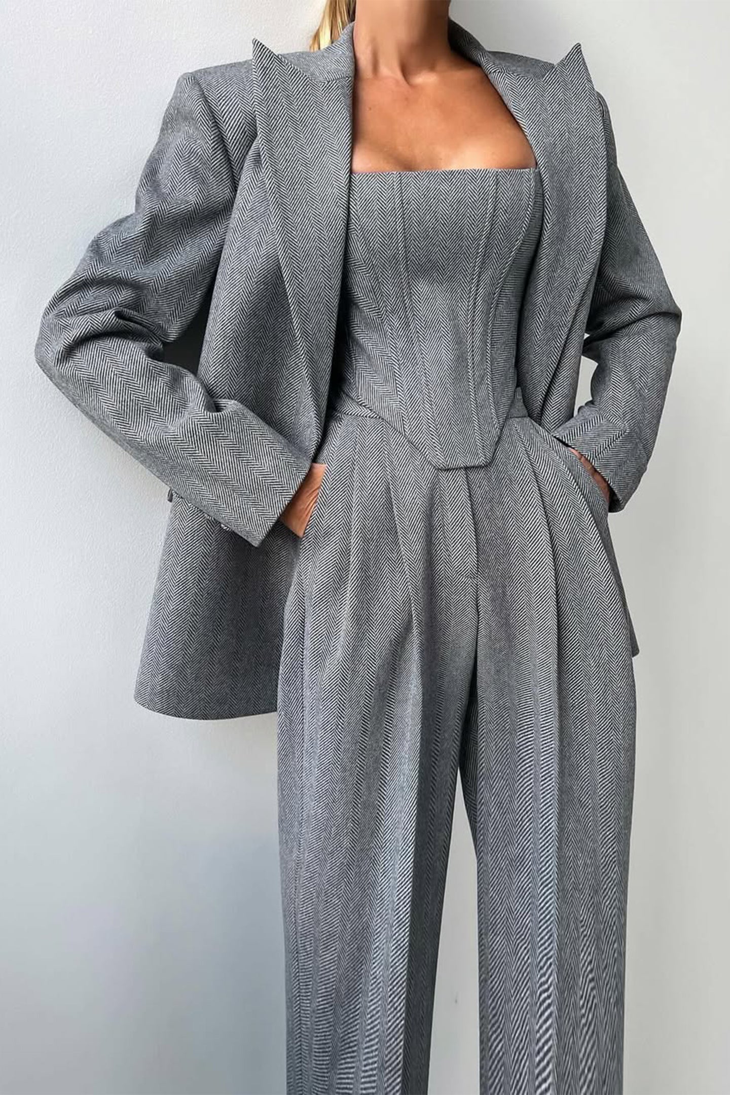 Damen Dreiteiliger Anzug mit Doppeltem Blazer 0