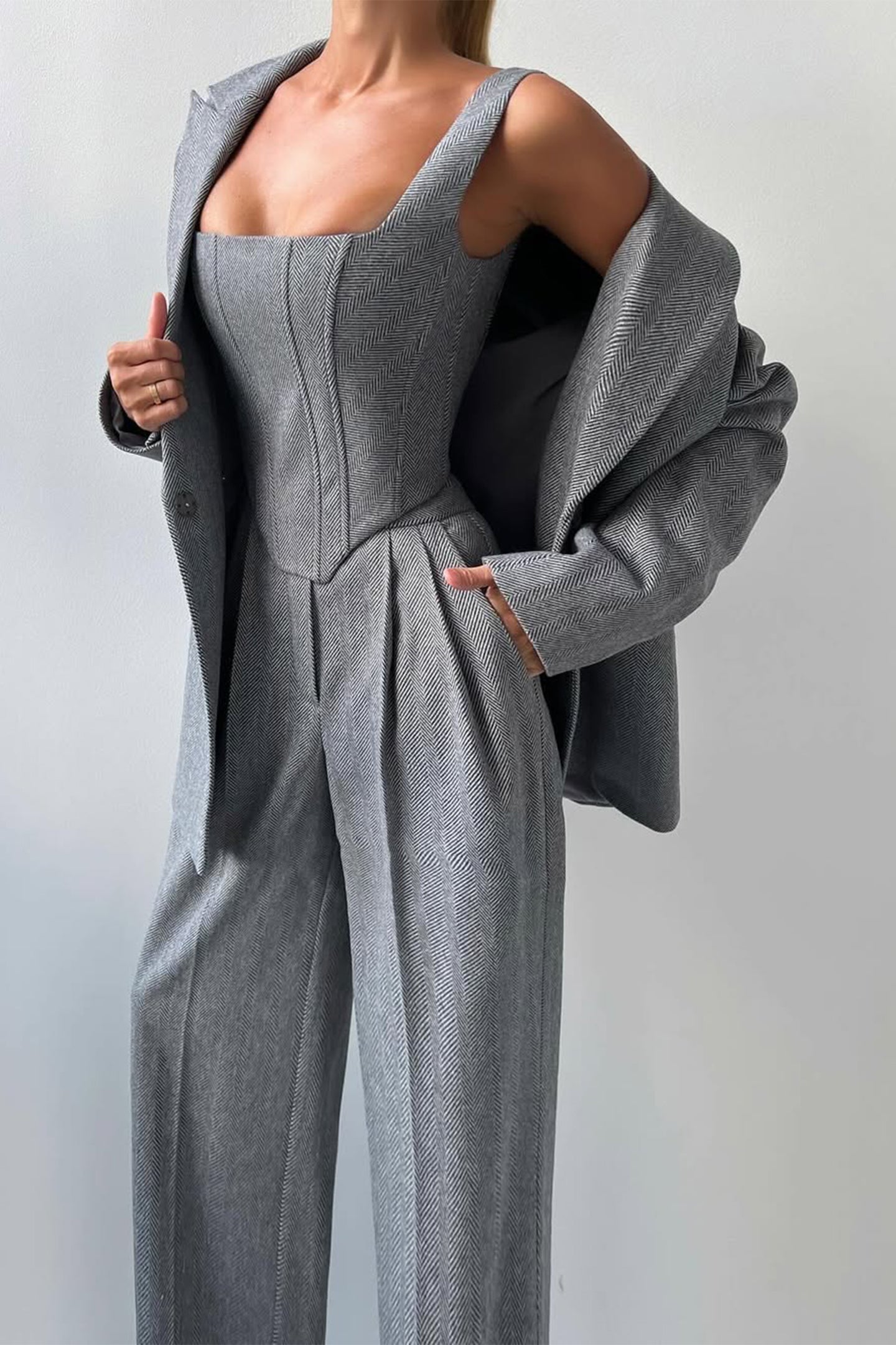 Damen Dreiteiliger Anzug mit Doppeltem Blazer 4
