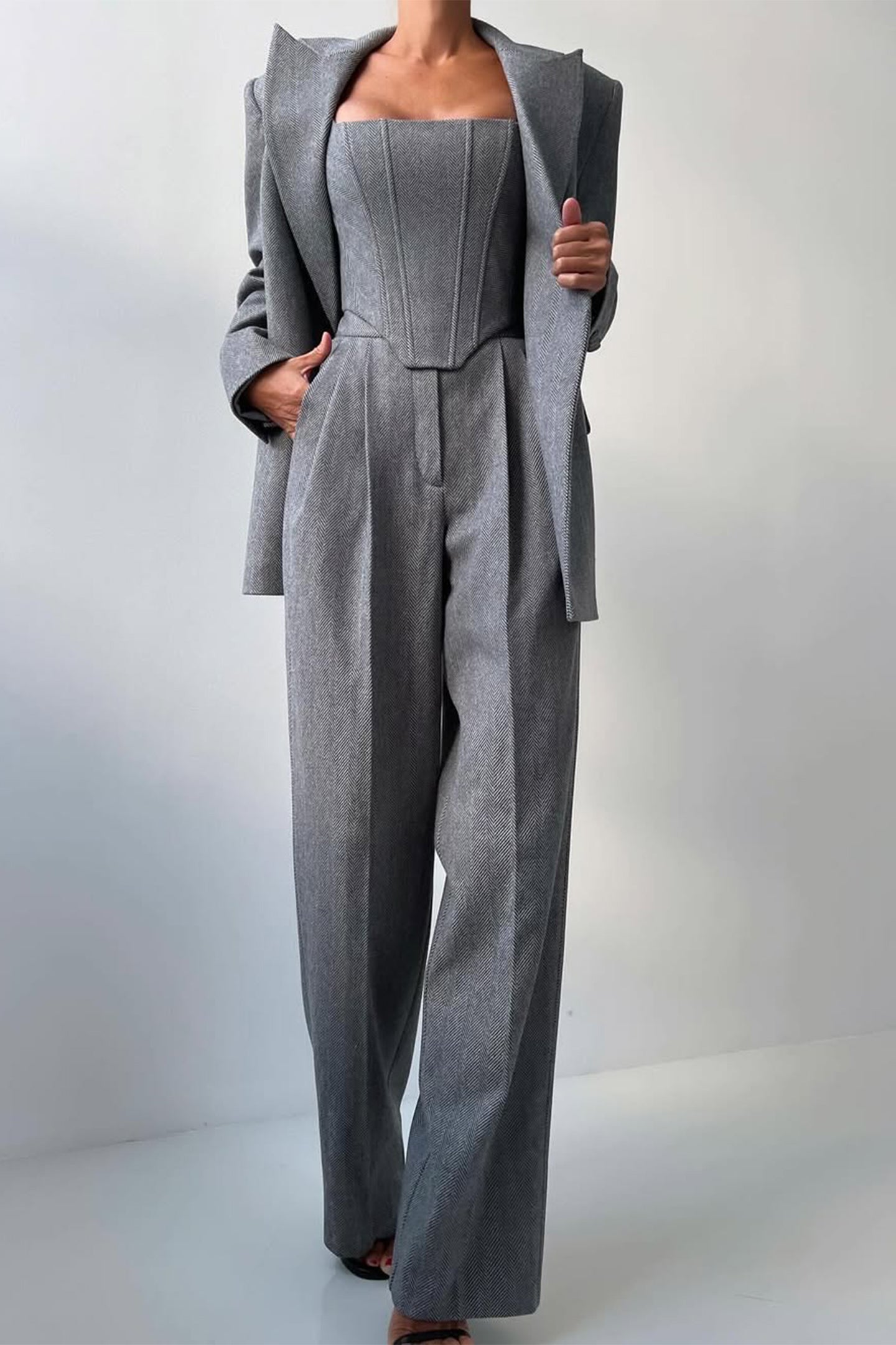 Damen Dreiteiliger Anzug mit Doppeltem Blazer 5