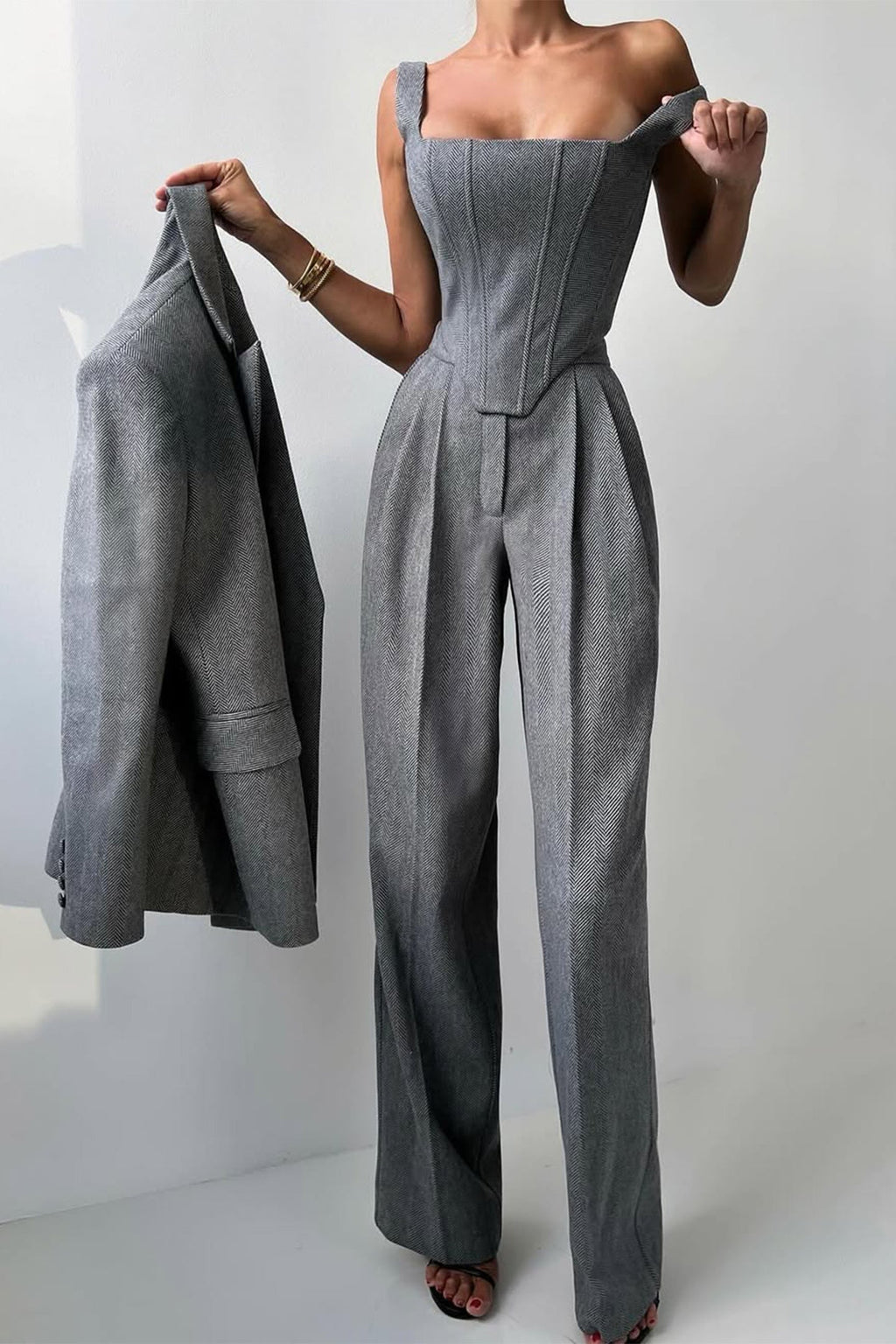 Damen Dreiteiliger Anzug mit Doppeltem Blazer 6