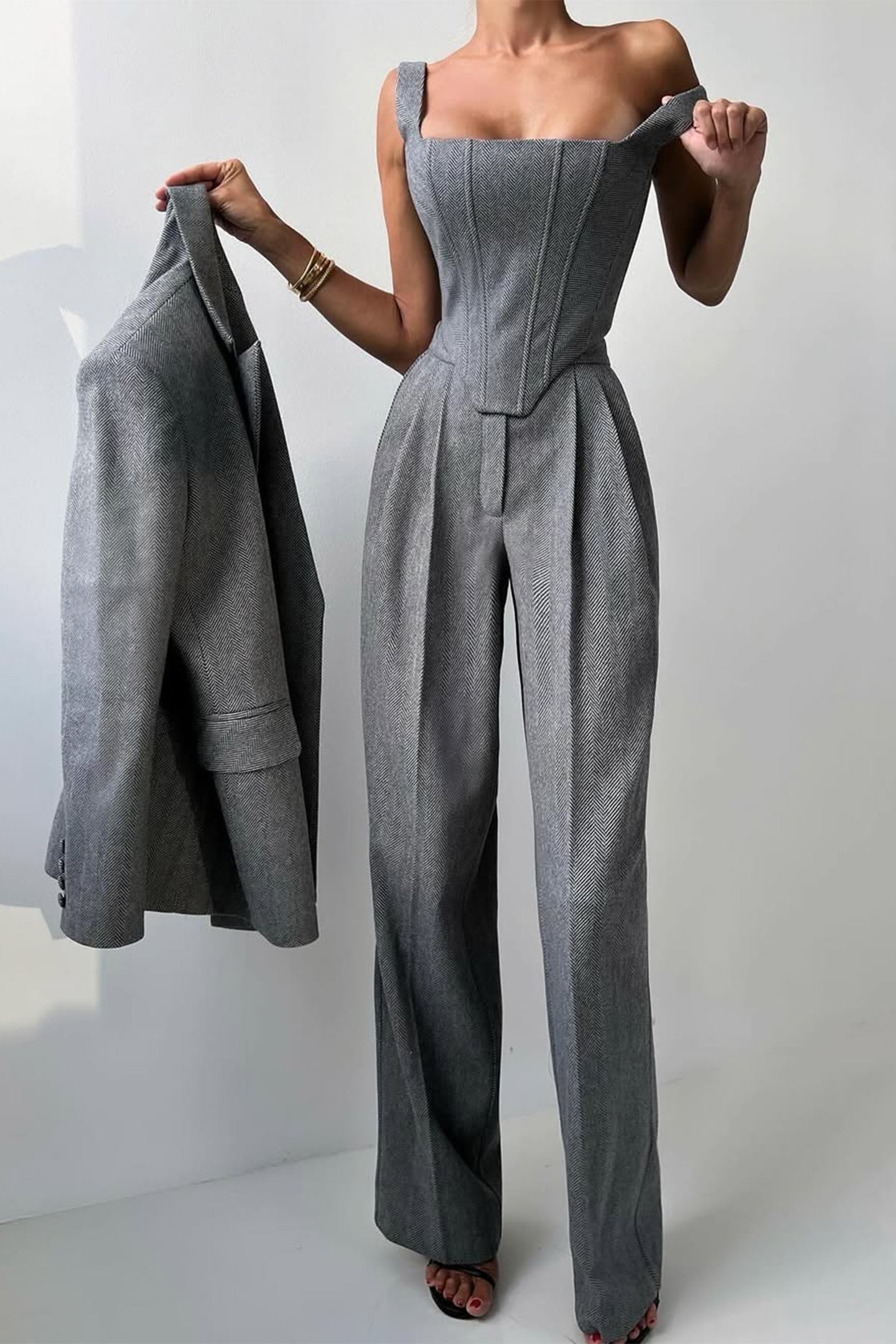 Damen Dreiteiliger Anzug mit Doppeltem Blazer 6