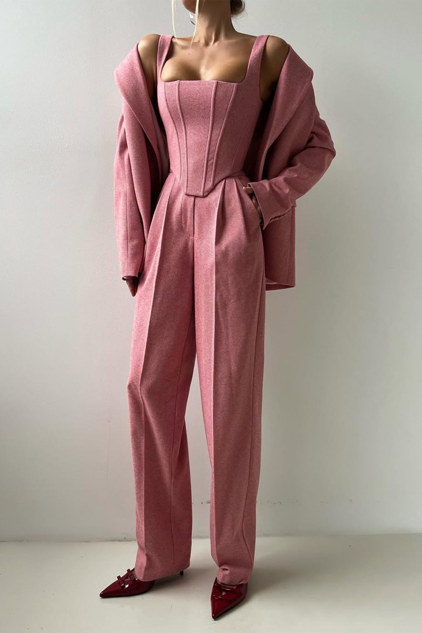 Damen Dreiteiliger Anzug mit Doppeltem Blazer 7
