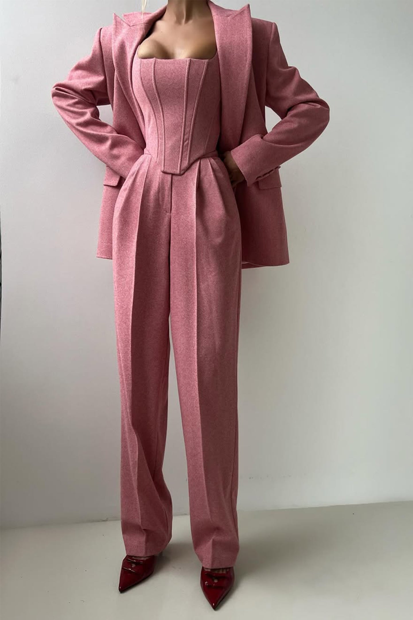 Damen Dreiteiliger Anzug mit Doppeltem Blazer 8