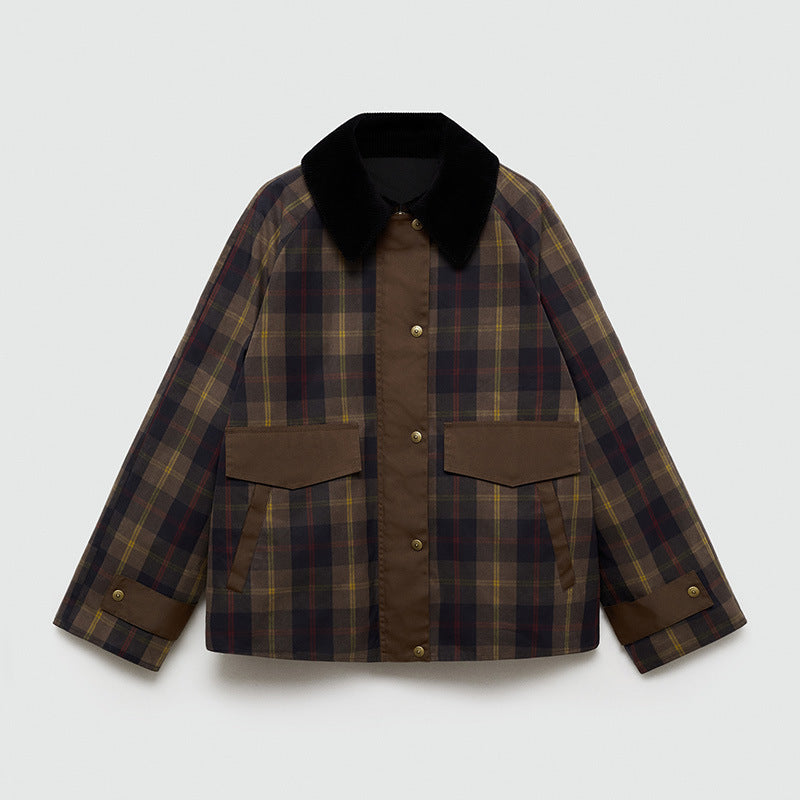 Damen Jacke mit Weichem Bontkragen im Rautendesign 0