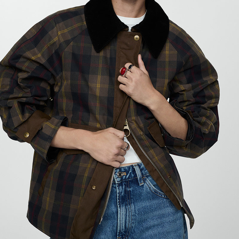 Damen Jacke mit Weichem Bontkragen im Rautendesign 3