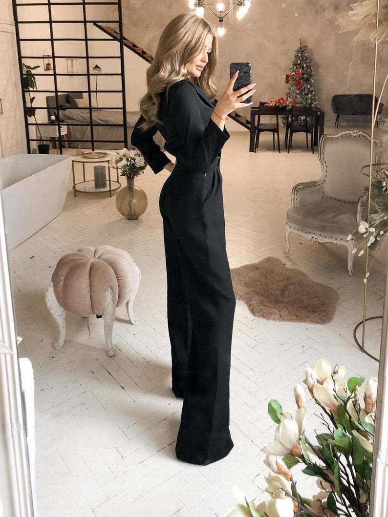 Damen Jumpsuit mit langen Ärmeln für elegante Anlässe 3