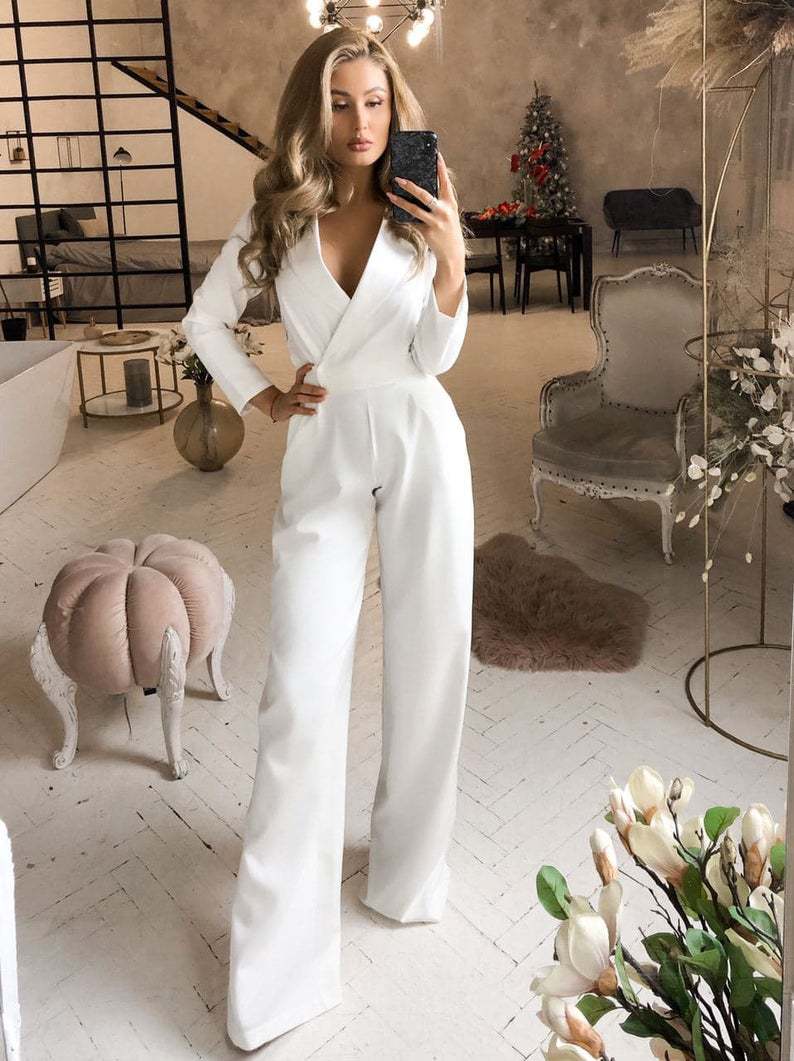 Damen Jumpsuit mit langen Ärmeln für elegante Anlässe 9