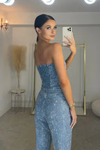 Damen Klassischer Jumpsuit mit Trägerloser Eleganz 6