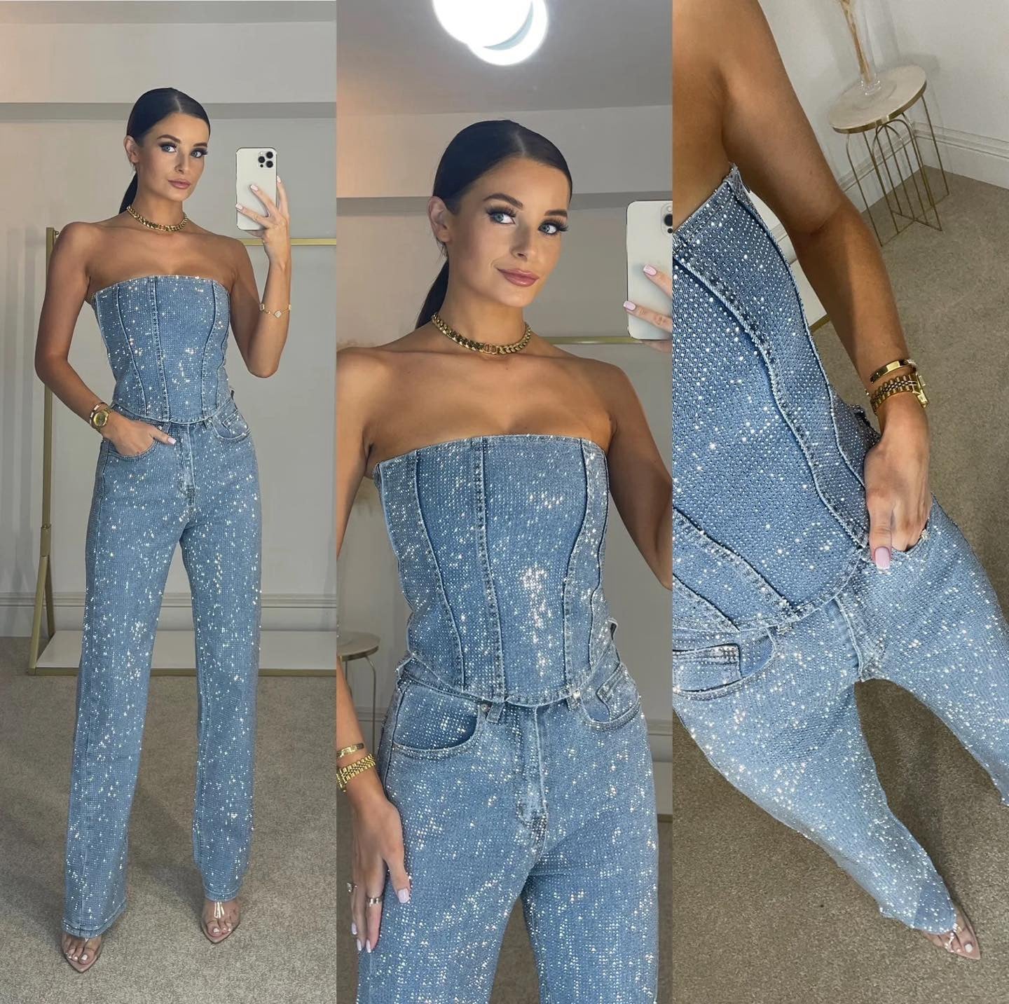 Damen Klassischer Jumpsuit mit Trägerloser Eleganz 7