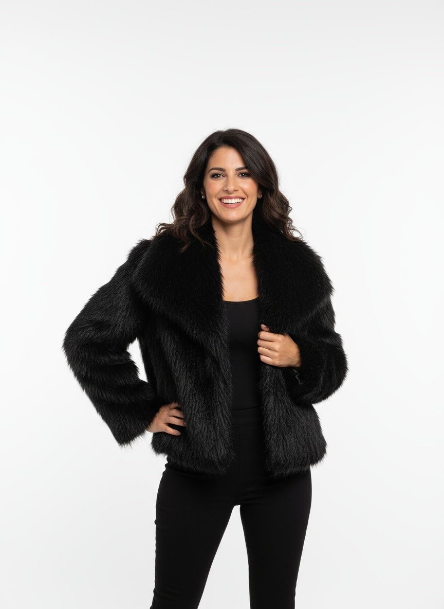 Damen Kunstpelzjacke für kalte Tage - Glamouröse Jacke 4