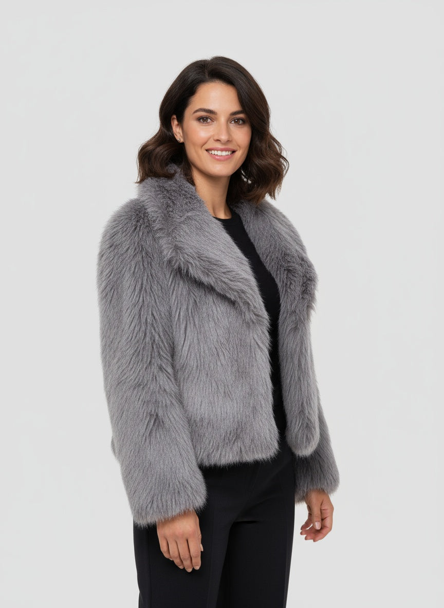 Damen Kunstpelzjacke für kalte Tage - Glamouröse Jacke 8