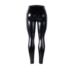 Damen Leder-Yogahose mit hoher Taille 0