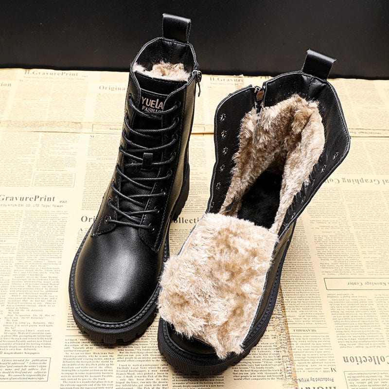 Damen Lederstiefel mit Fellfutter 0
