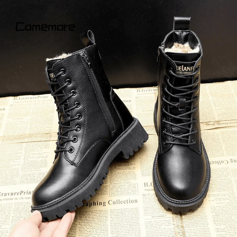 Damen Lederstiefel mit Fellfutter 3