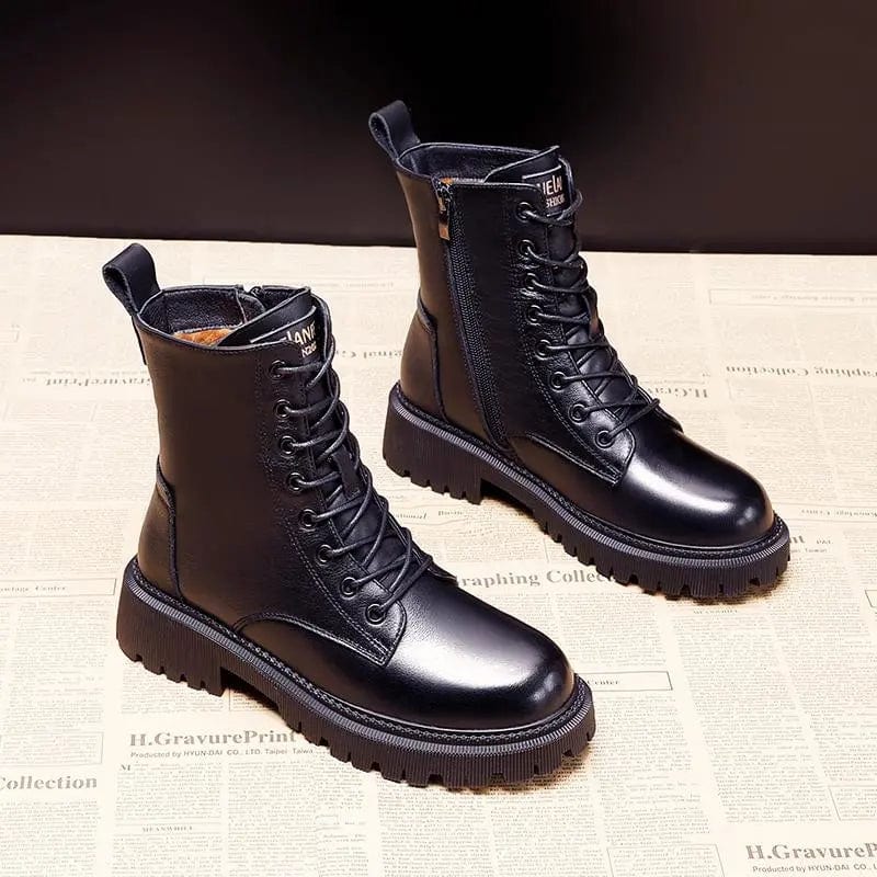 Damen Lederstiefel mit Fellfutter 4