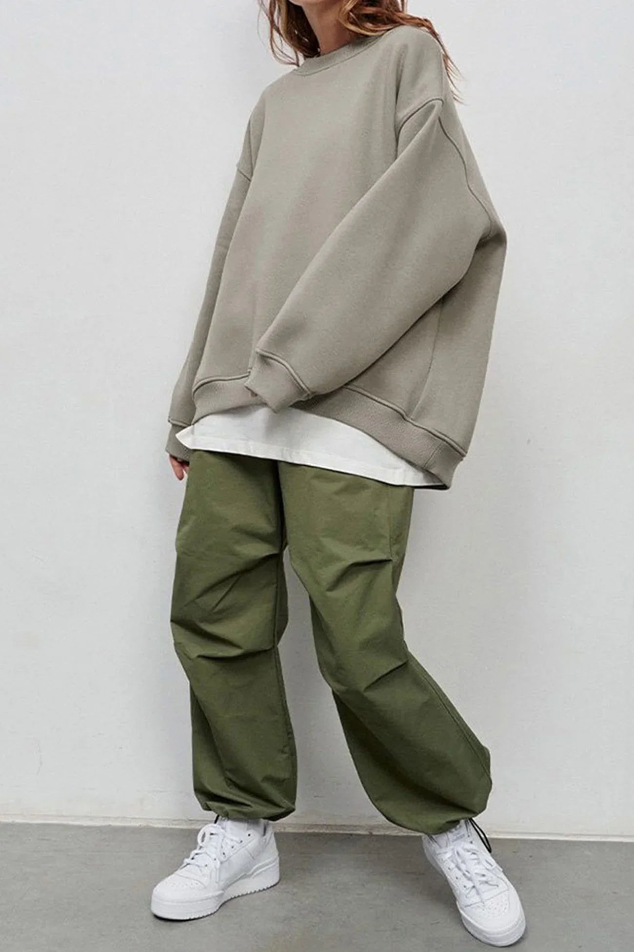 Damen Oversize Sweatshirt mit Rundhalsausschnitt 10