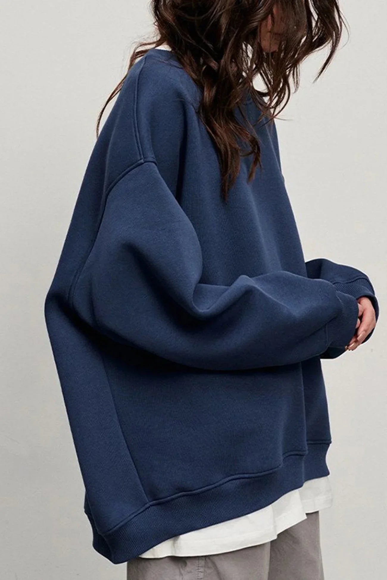 Damen Oversize Sweatshirt mit Rundhalsausschnitt 11