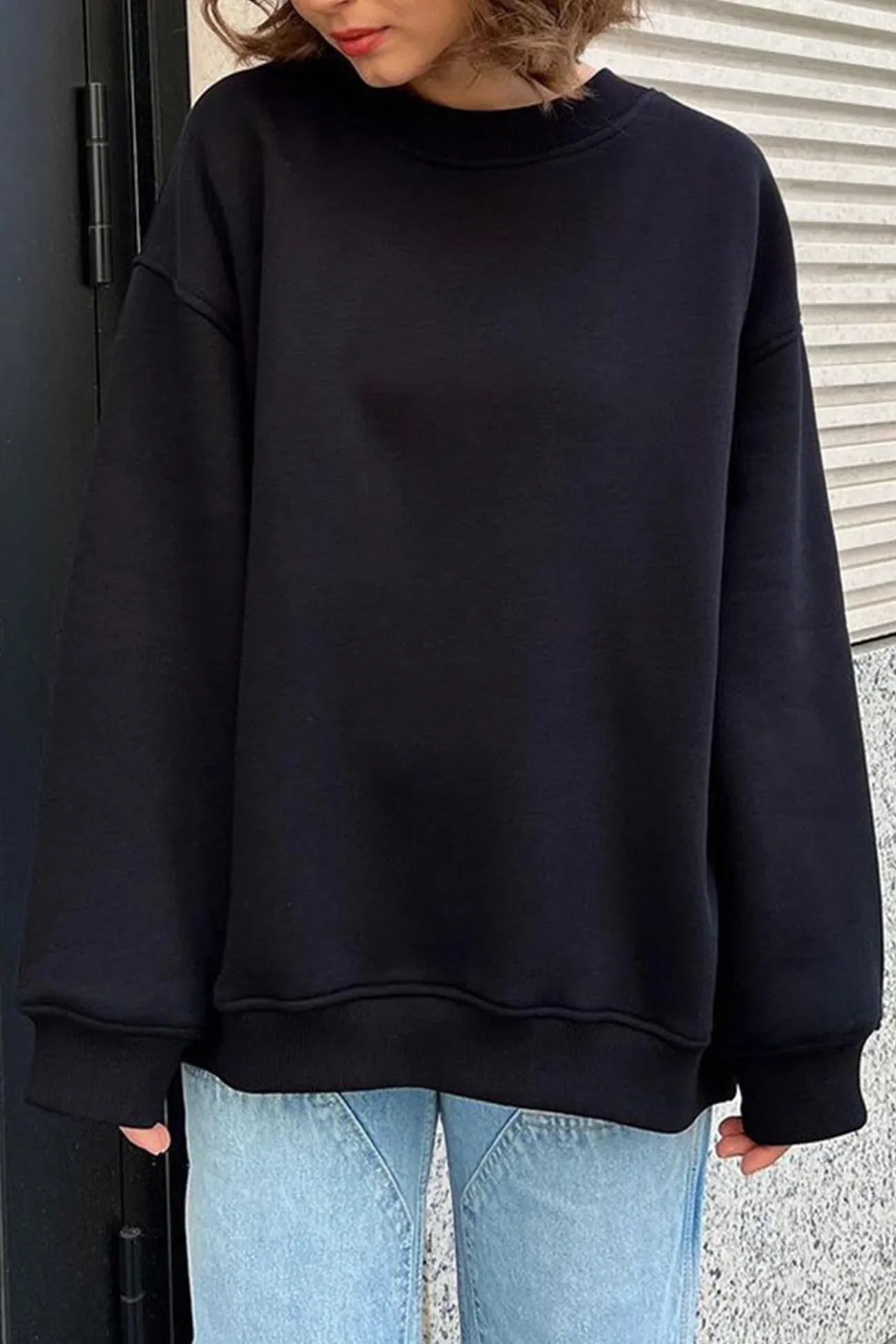 Damen Oversize Sweatshirt mit Rundhalsausschnitt 2