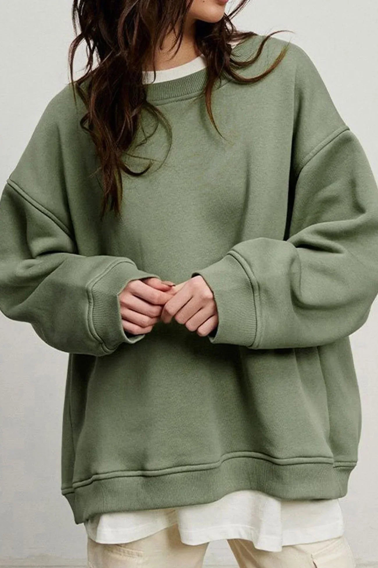 Damen Oversize Sweatshirt mit Rundhalsausschnitt 3