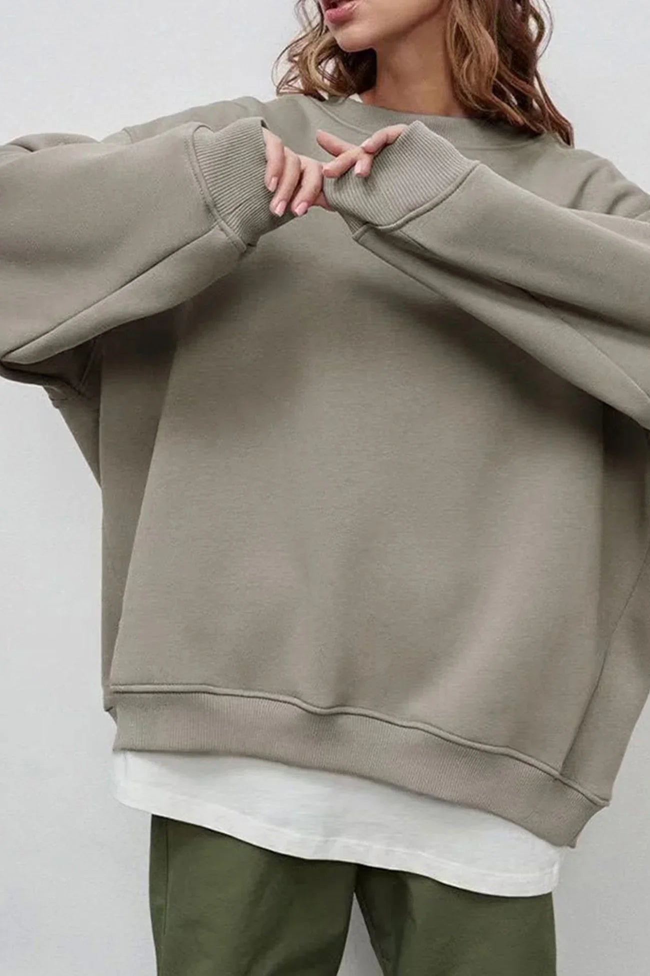 Damen Oversize Sweatshirt mit Rundhalsausschnitt 4