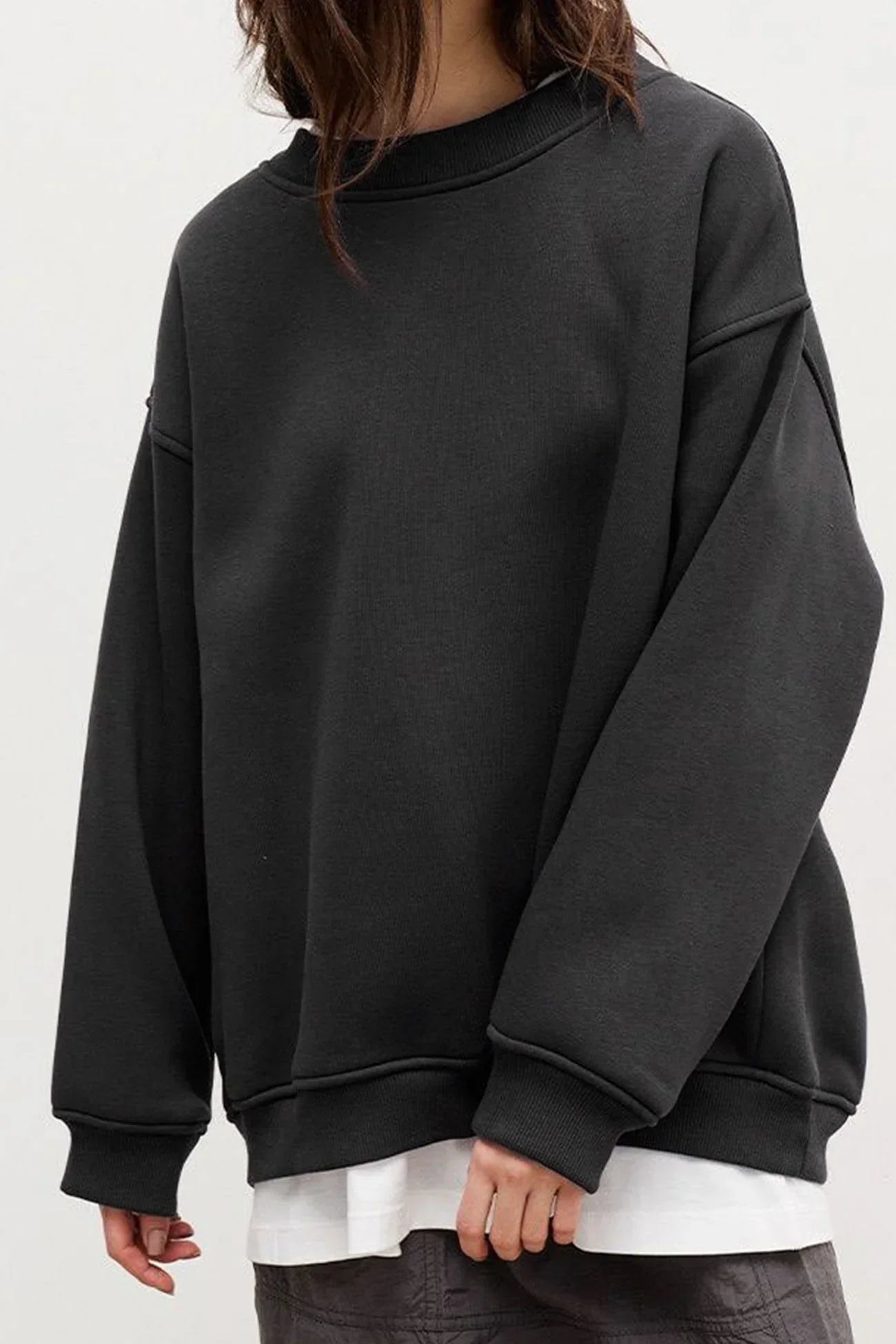 Damen Oversize Sweatshirt mit Rundhalsausschnitt 5