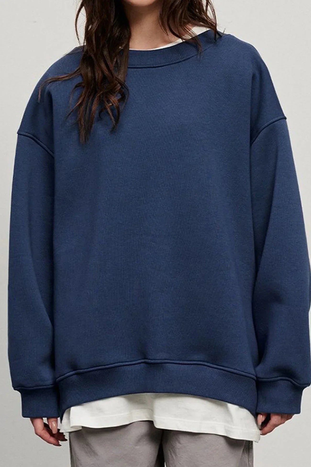 Damen Oversize Sweatshirt mit Rundhalsausschnitt 6