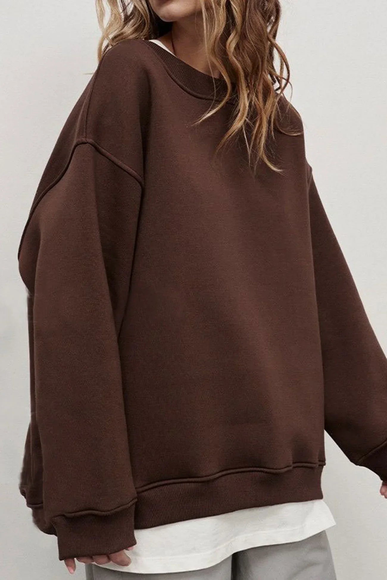 Damen Oversize Sweatshirt mit Rundhalsausschnitt 7