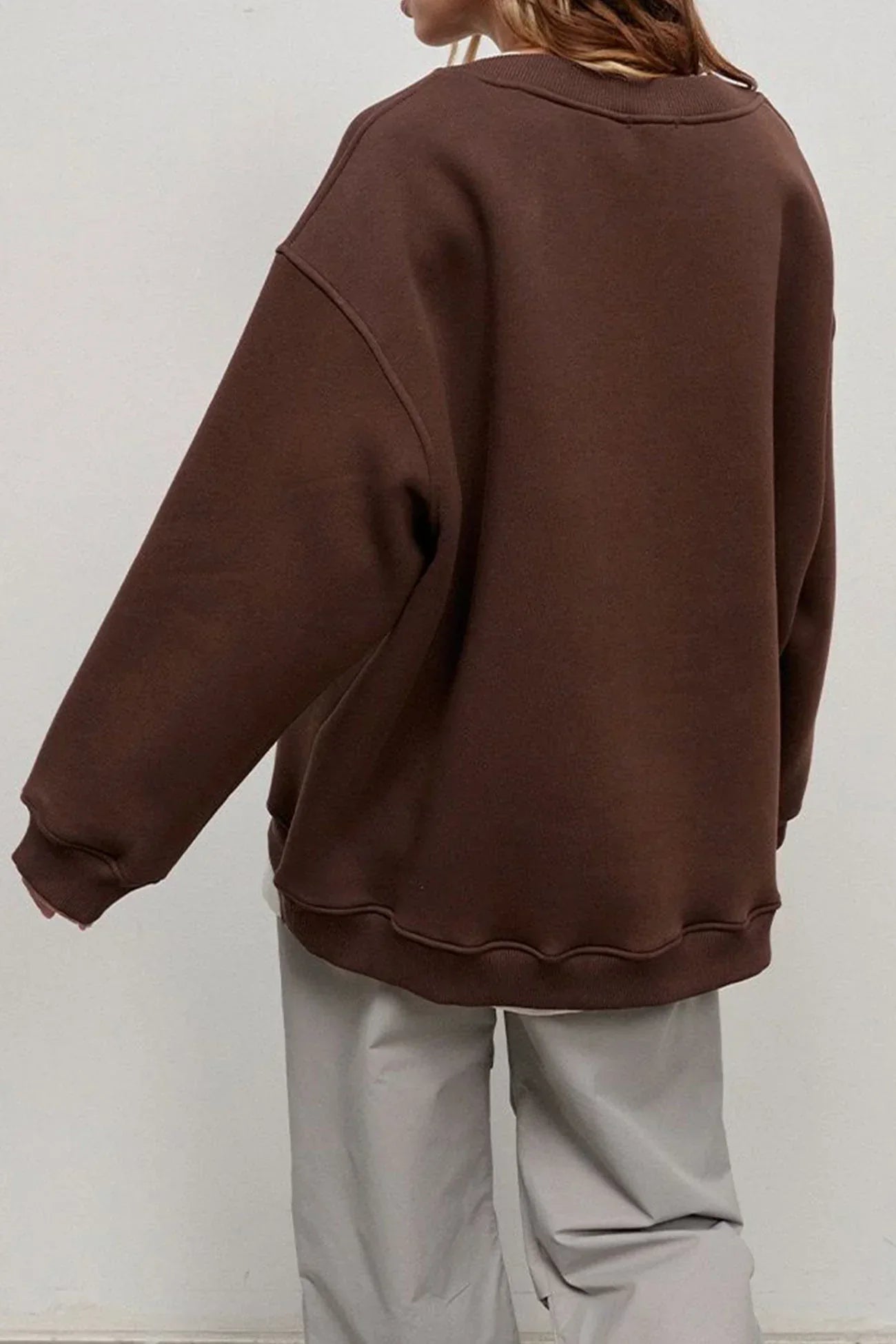 Damen Oversize Sweatshirt mit Rundhalsausschnitt 8