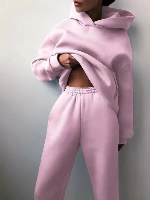 Damen Oversized Trainingsanzug Hoodie Set 0
