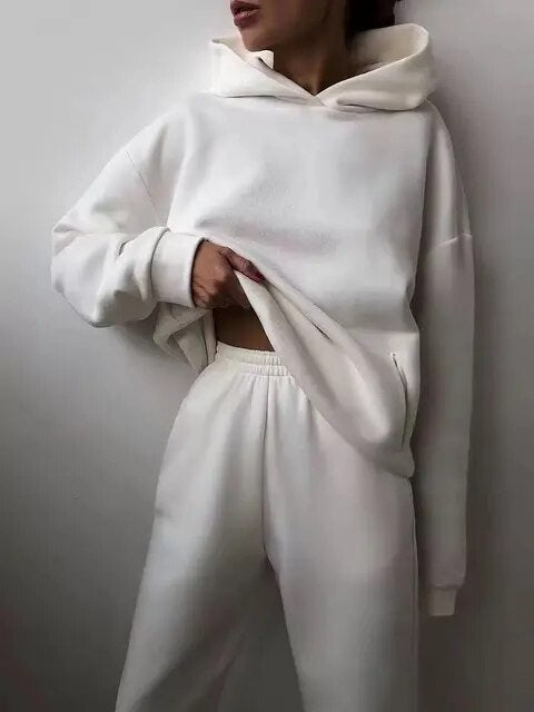 Damen Oversized Trainingsanzug Hoodie Set 10