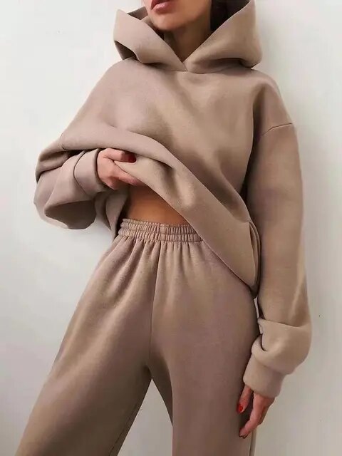 Damen Oversized Trainingsanzug Hoodie Set 11