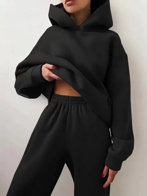 Damen Oversized Trainingsanzug Hoodie Set 12
