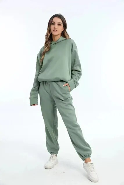 Damen Oversized Trainingsanzug Hoodie Set 13
