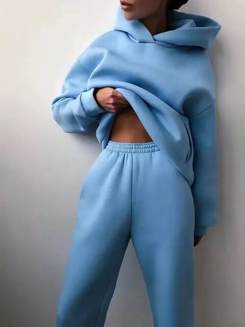 Damen Oversized Trainingsanzug Hoodie Set 14