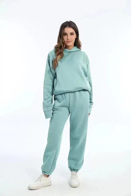 Damen Oversized Trainingsanzug Hoodie Set 2