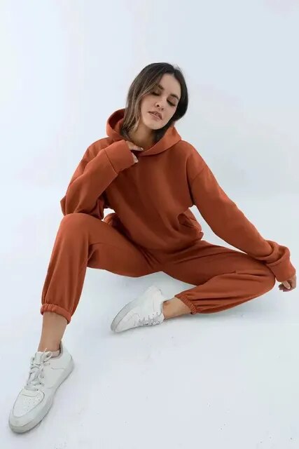 Damen Oversized Trainingsanzug Hoodie Set 3