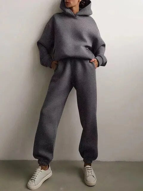Damen Oversized Trainingsanzug Hoodie Set 4