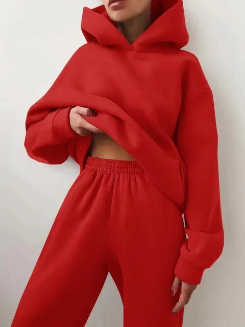 Damen Oversized Trainingsanzug Hoodie Set 6