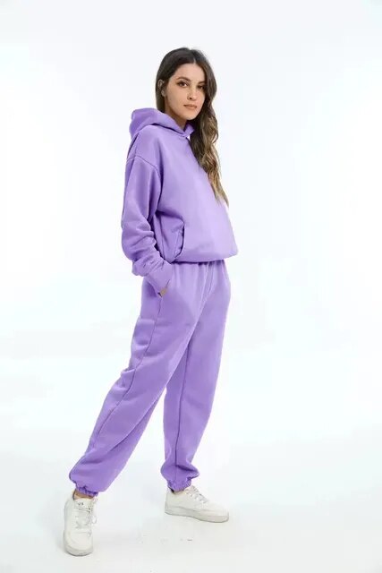 Damen Oversized Trainingsanzug Hoodie Set 7